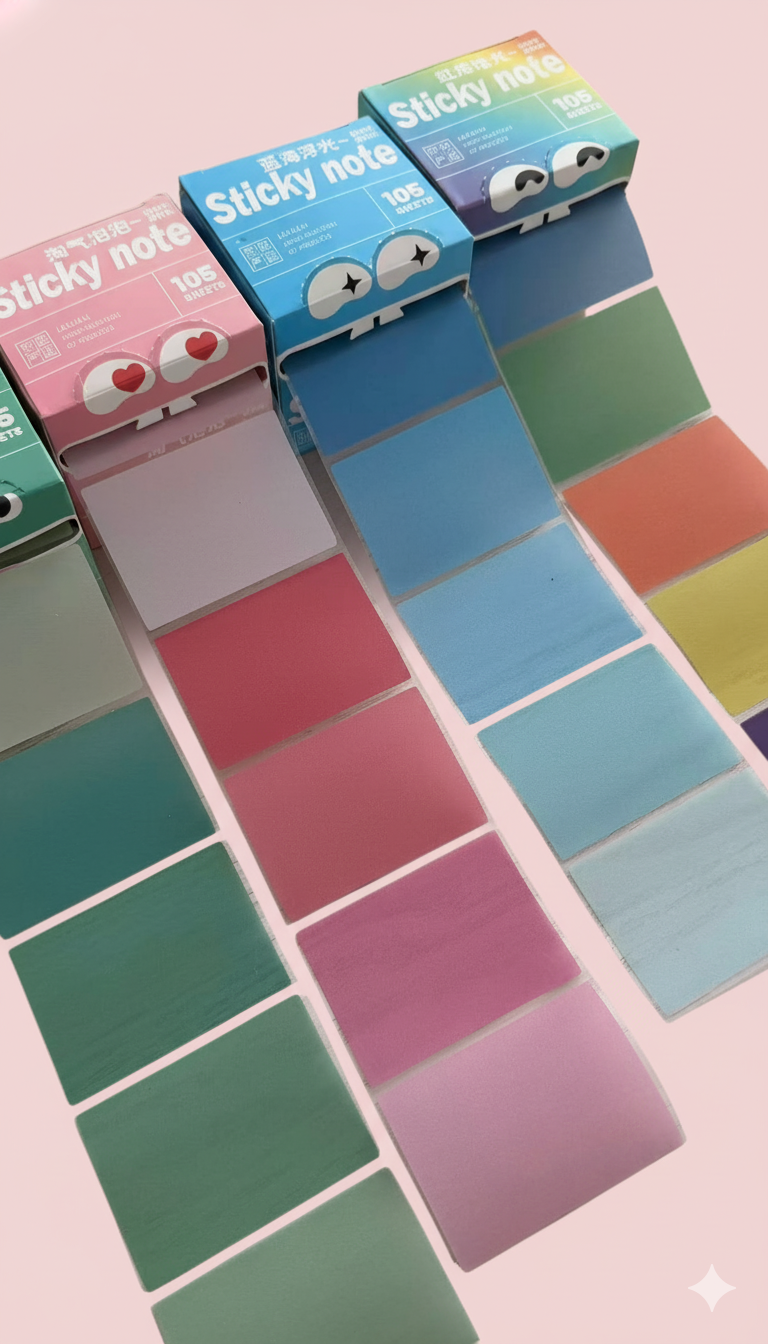 Roll Type Pearlescent Sticky Notes - Full Adhesive Design