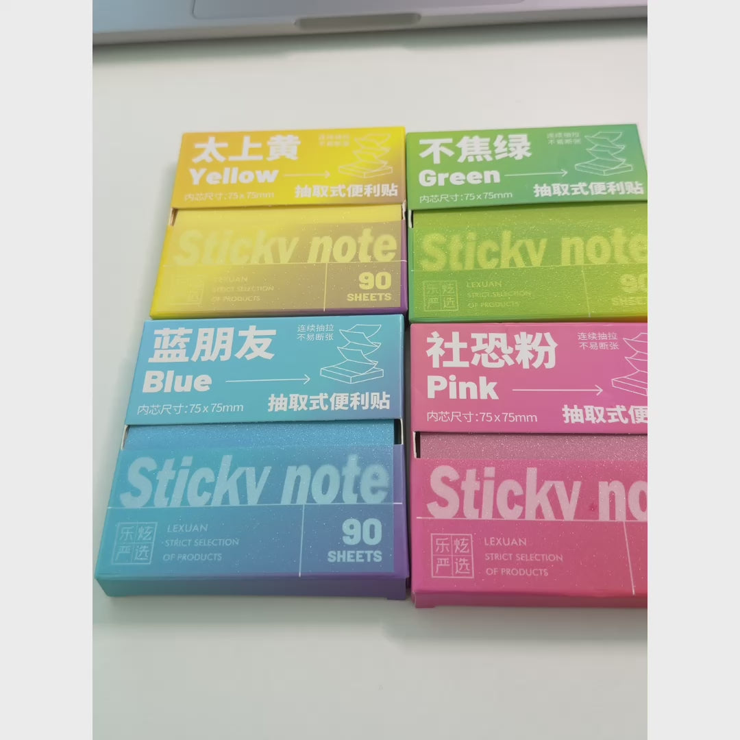 Pull-Out Pearlescent Sticky Notes - Partial Adhesive Strip